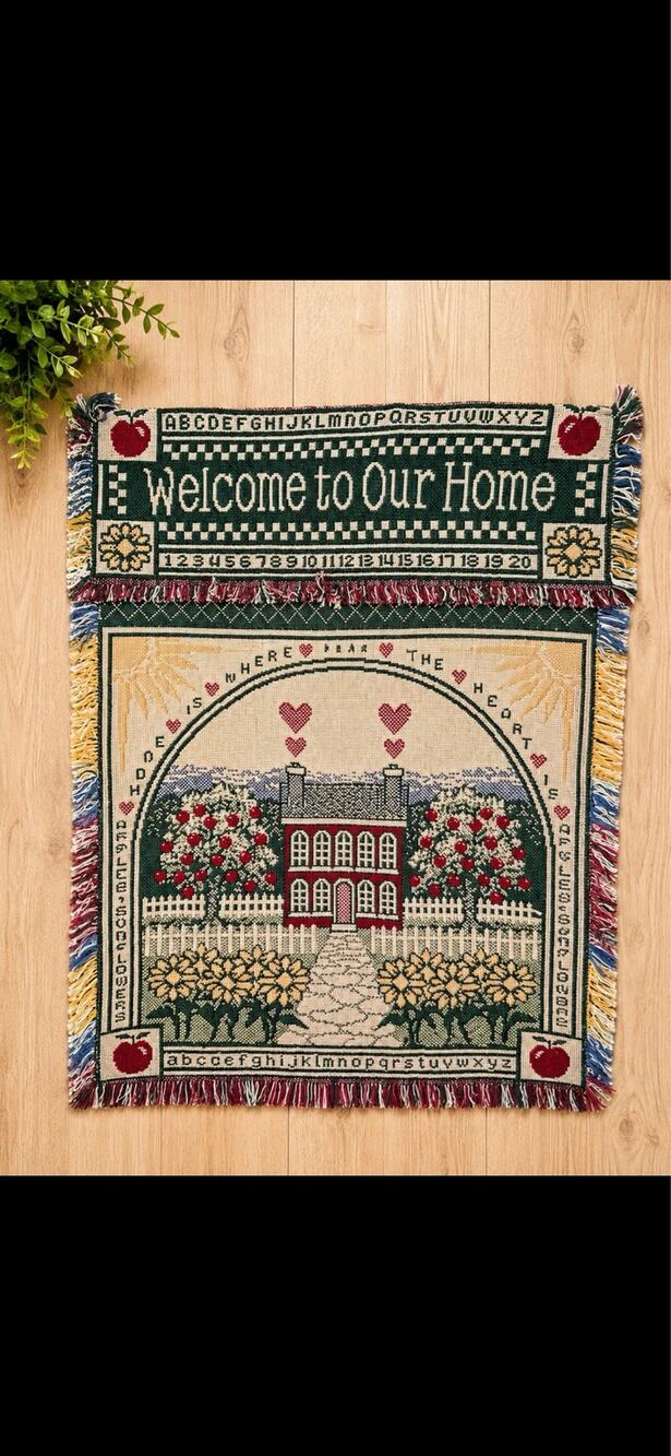 Vintage Woven "Welcome to Our
Home" Wall Hanging Tapestry